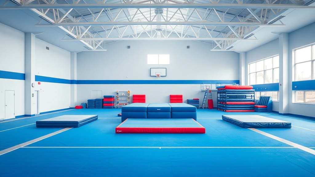 Modern cheerleading and gymnastics gym interior
